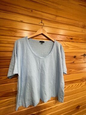 J. Crew Light Blue Scoop Neck Short Sleeve Cropped Tshirt